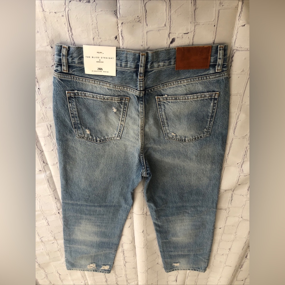 NEW Straight ZARA High Rise Light Wash Denim Women's Sz 6 Coastal Cowgirl Jeans - Picture 12 of 16